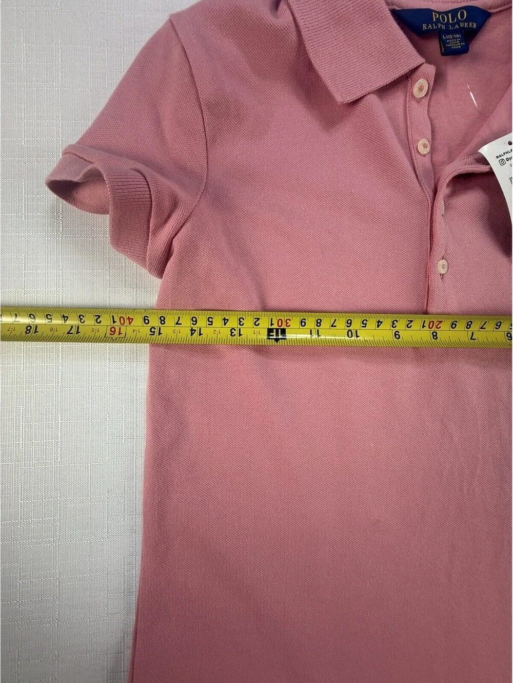 NWT Polo Ralph Lauren Girls Polo Dress Pink Drop Waist Ruffle Hem L 12-14 Cotton